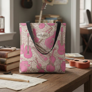 Bolso De Tela Partituras e Instrumentos Rosa/Marfil ID481