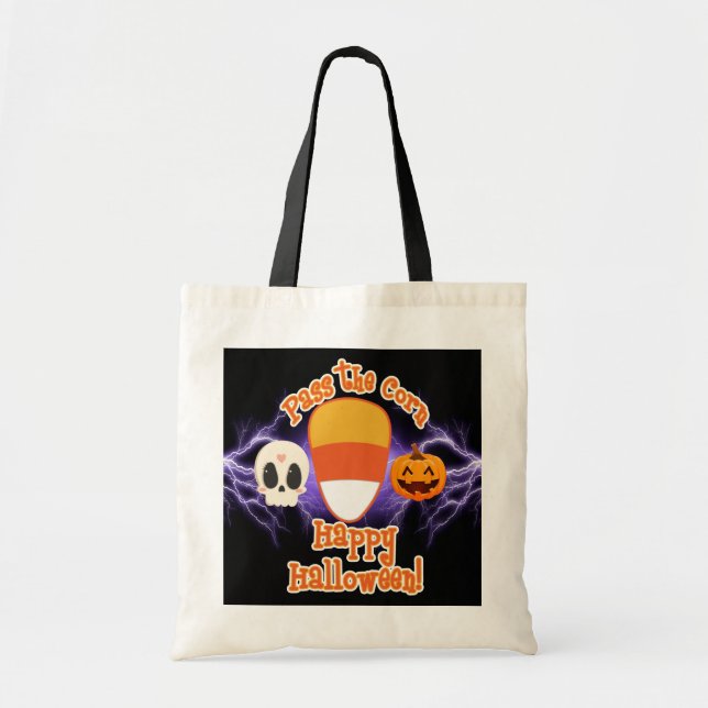 Bolso De Tela Pasa la Mazorca de Halloween  (Frente)