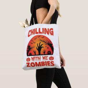 Bolso De Tela Pasando el rato con zombies Halloween Retro