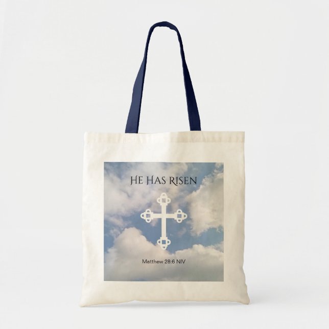 Bolso De Tela Pascua azul de la Resurrección en cielo nublado (Frente)