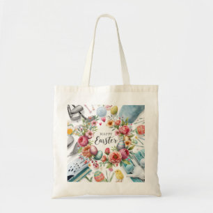 Bolso De Tela Pascua de golf con equipo de golf con flor