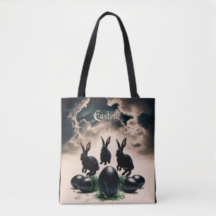Bolso De Tela Pascua gótica - conejitos oscuros y huevos misteri