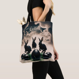 Bolso De Tela Pascua gótica - conejitos oscuros y huevos misteri