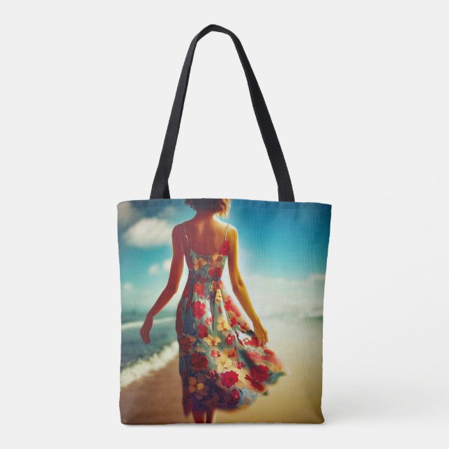 Bolso De Tela Pasee Por La Playa (Reverso)
