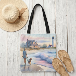 Bolso De Tela Paseo Costero al Faro al Atardecer