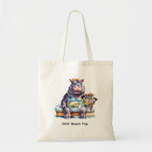 Bolso De Tela Paseo de hipopótamo en la playa