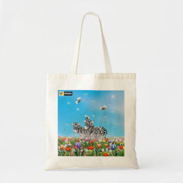Bolso De Tela Paseo de verano Cute Zebras Flor Glante de Agua