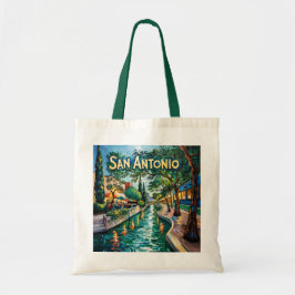 Bolso De Tela Paseo del río de San Antonio Texas Van Gogh Ciudad