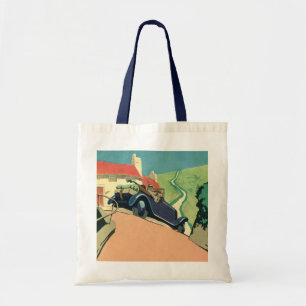 Bolso De Tela Paseo en coche descapotable vintage por el campo