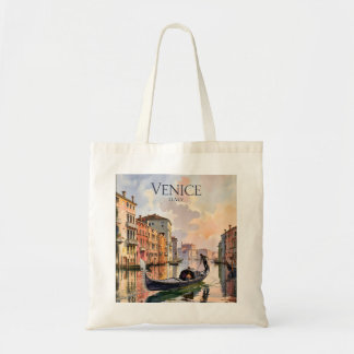 Bolso De Tela Paseo en góndola de Venecia Acuarela Canal Colorid
