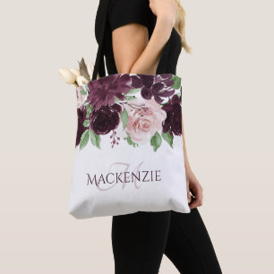 Bolso De Tela Pasión Malhumorada   Vino Púrpura Dramático Floral