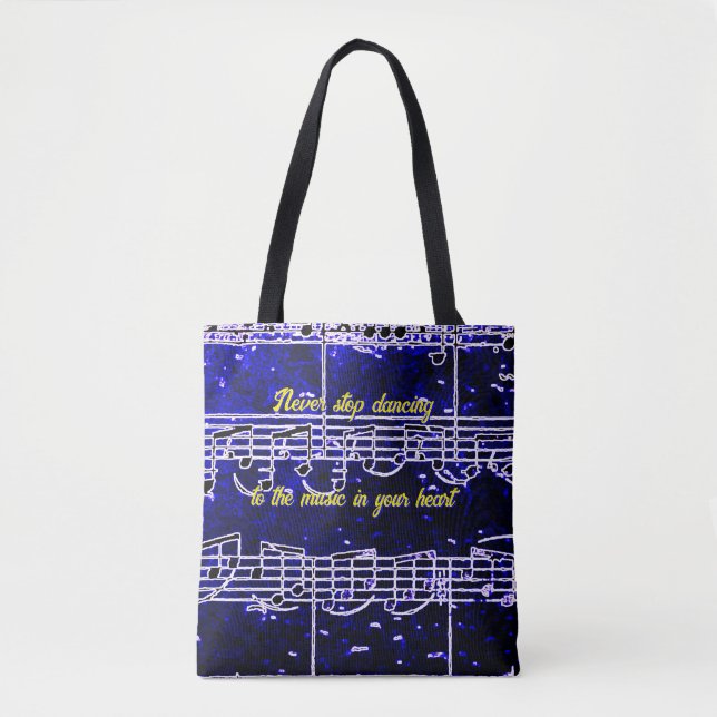 Bolso De Tela Pasos musicales - Tote de Blues eléctricos (Anverso)