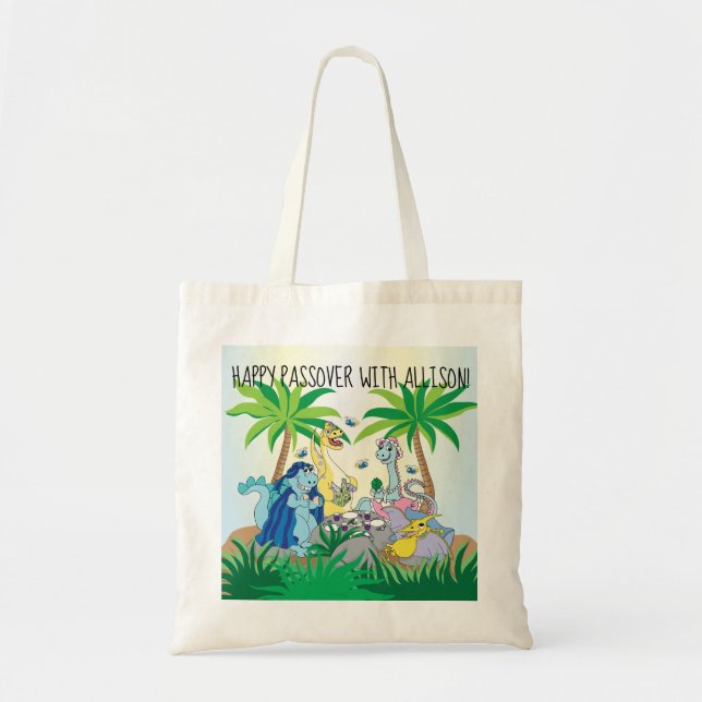 Bolso De Tela Passover Tote Bag Un Feliz Orador De Dinosaurios (Frente)