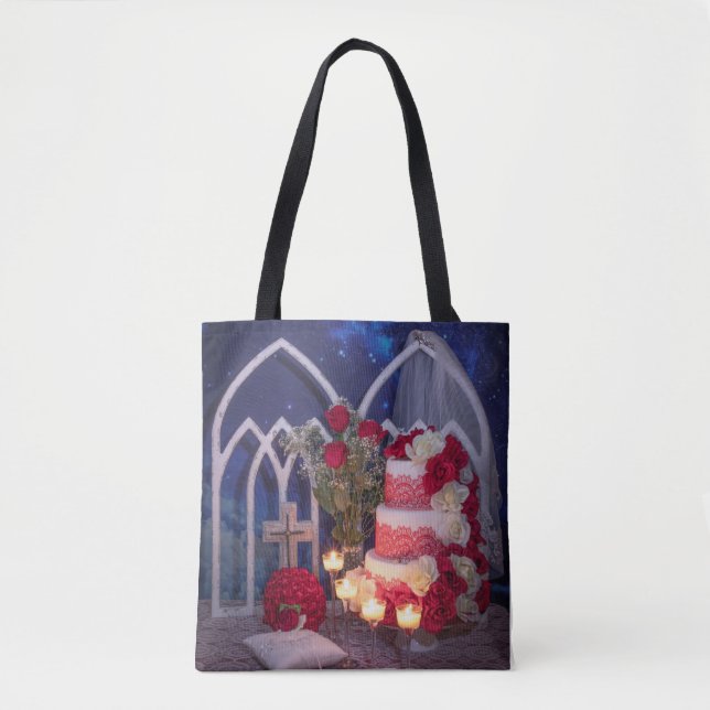 Bolso De Tela Pastel 0128-Boda con velas, velo, Bouquet (Anverso)