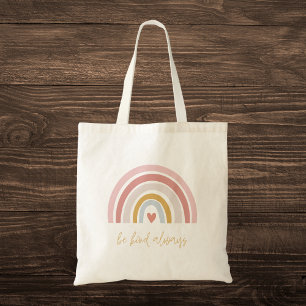 Bolso De Tela Pastel Arcoiris "Be Kind Always"