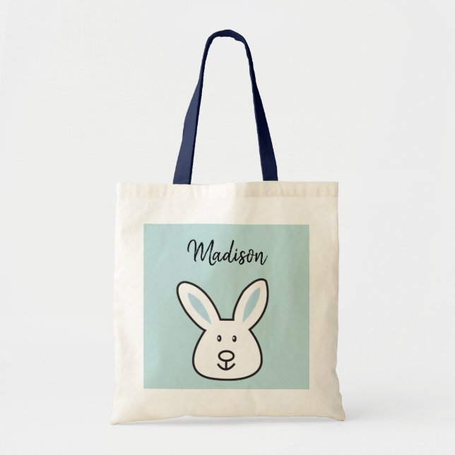 Bolso De Tela Pastel Blue Cute Easter Bunny Ilustracion (Frente)