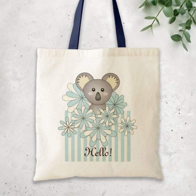 Bolso De Tela Pastel Blue Stripe Cute Baby Koala Custom (Subido por el creador)