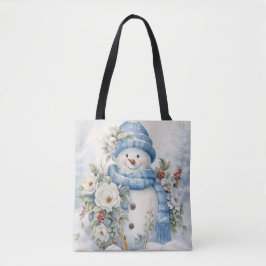 BOLSO DE TELA PASTEL BLUE WINTER NAVIDADES SNOWMAN
