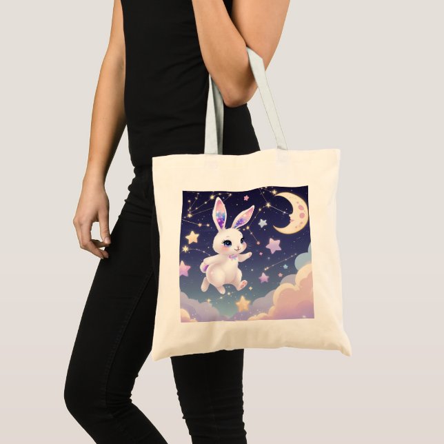 Bolso De Tela Pastel Bunny Tote Bag – Celestial Kawaii Rabbit (Anverso (producto))