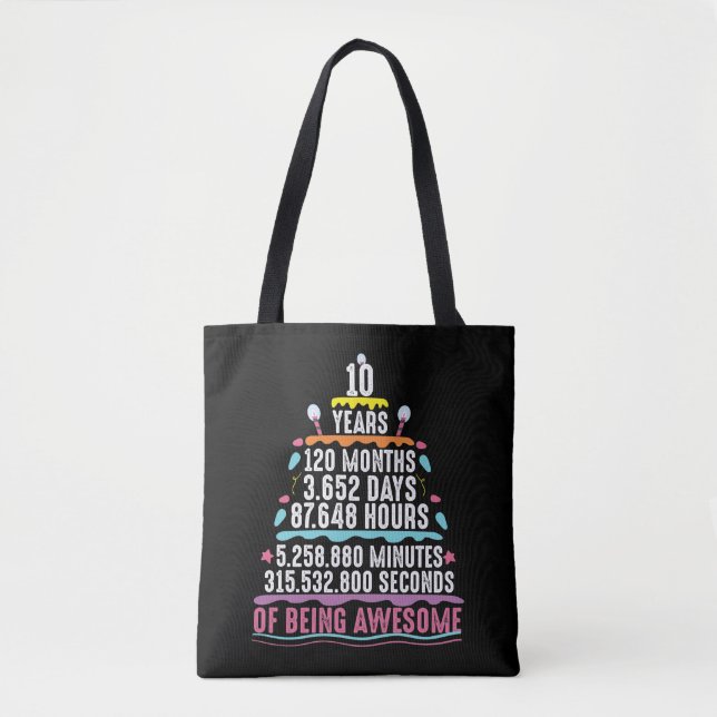 Bolso De Tela Pastel de 10 años minutos de cumpleaños (Anverso)