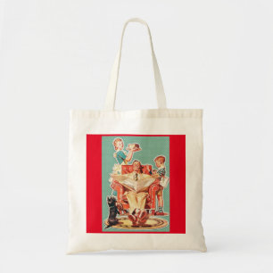 Bolso De Tela Pastel de ama de casa de la familia nuclear de los