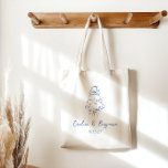 Bolso De Tela Pastel de Boda de Doodle Azul Francés manuscrito p<br><div class="desc">Celebra tu día especial con esta bolsa de té con el Boda de fideos azules de la Personalizado de la época. Este tote, con un bonito dibujo de torta de doodle azul y blanco francés y una coqueta de color vintage, combina un diseño minimalista y elegante con una estética caprichosa...</div>
