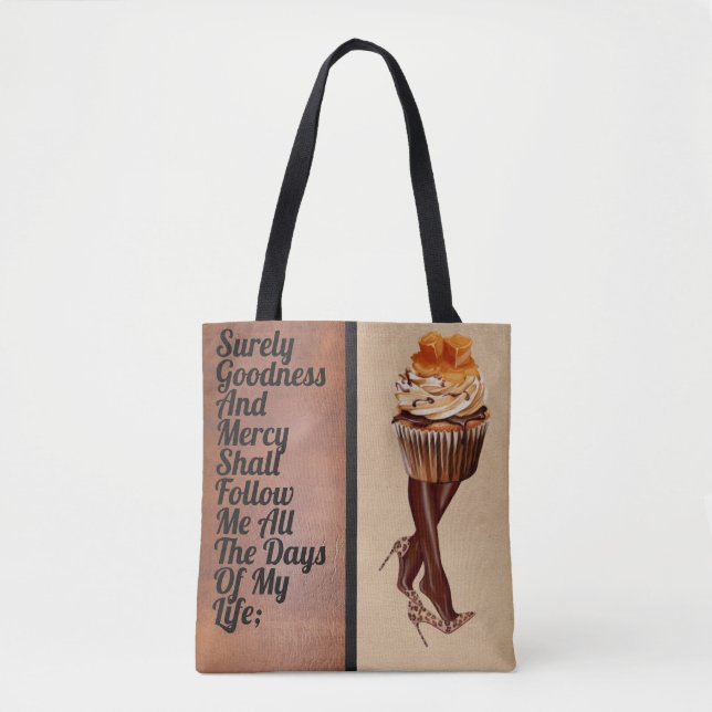 Bolso De Tela Pastel de chocolate Lady-Psalm 23:6d (Anverso)