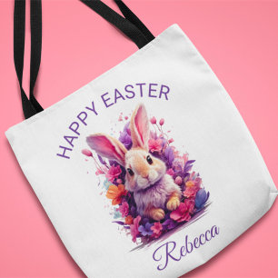 Bolso De Tela Pastel de colores Bunny & Watercolor Florals