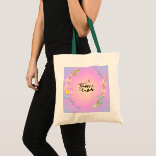 Bolso De Tela Pastel de contorno de conejo de pascua feliz