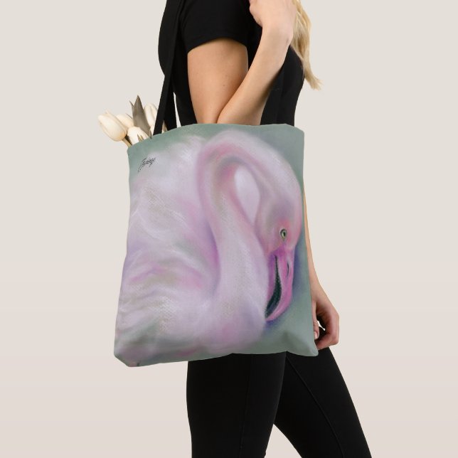 Bolso De Tela Pastel de flamenco rosa suave personalizado (Detalle)