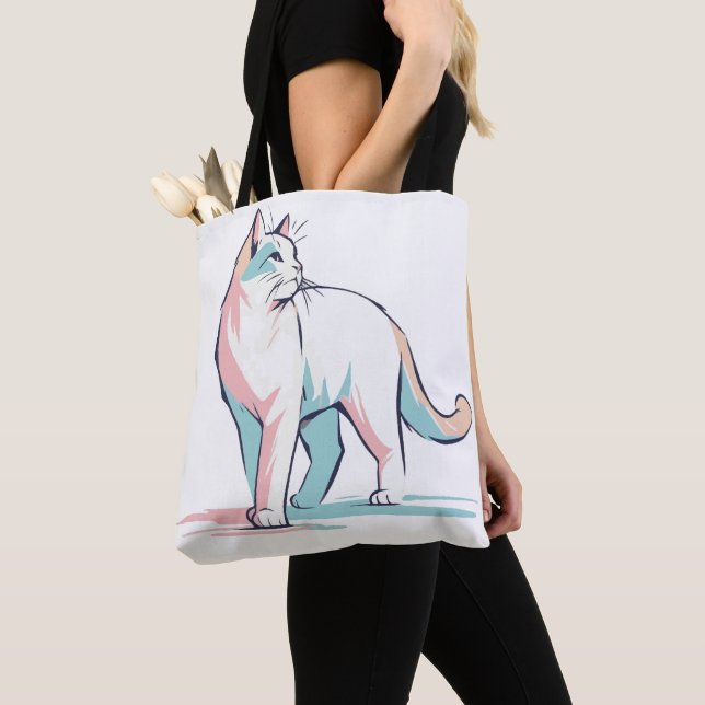 Bolso De Tela Pastel Feline Flair  (Detalle)