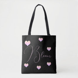 Bolso De Tela Pastel Floral Corazón Negro