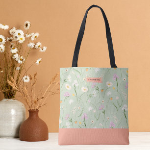 Bolso De Tela Pastel Green Boho Moda Floral
