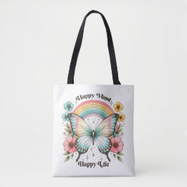 Bolso De Tela Pastel Hippie "Happy Mind Happy Life"