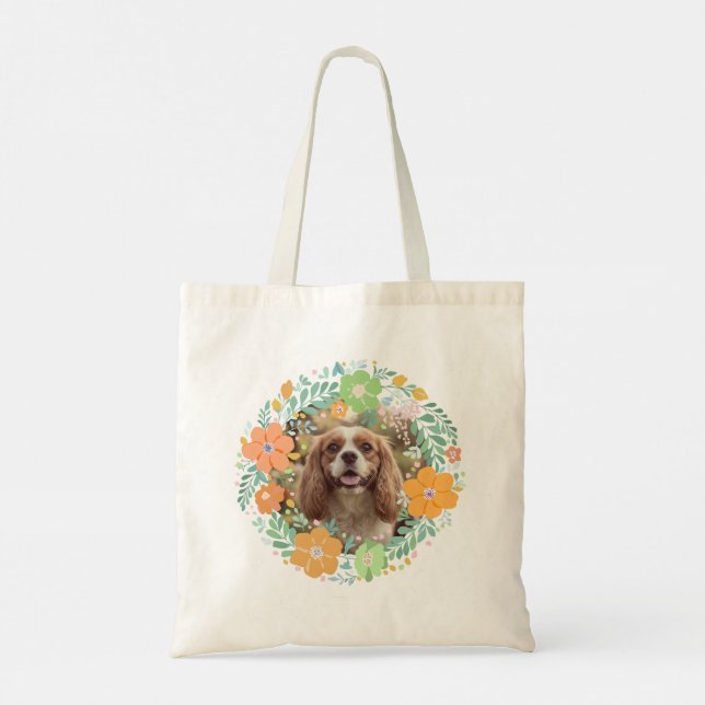 Bolso De Tela Pastel Naranja Cavalier King Charles Spaniel Flora (Reverso)