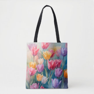 Bolso De Tela Pastel paradise tulips