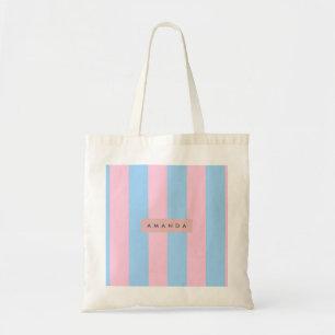 Bolso De Tela Pastel Personalizado de Rayas de Caramelo Azules y
