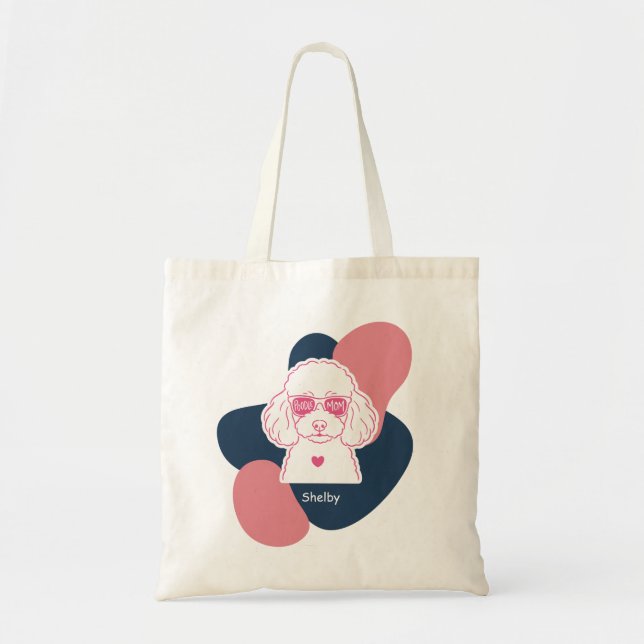 Bolso De Tela Pastel Poodle Mom Custom Name Tote Bag (Frente)