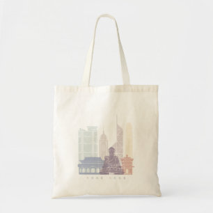 BOLSO DE TELA PASTEL POSTER DE HONG KONG SKYLINE