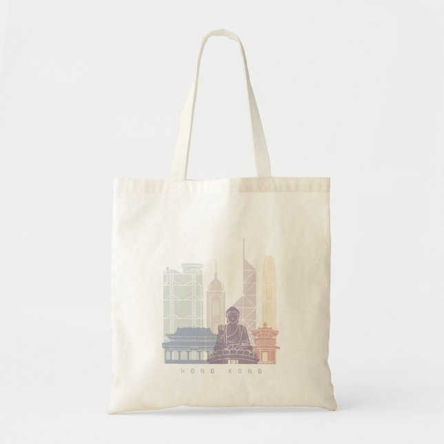 BOLSO DE TELA PASTEL POSTER DE HONG KONG SKYLINE (Frente)