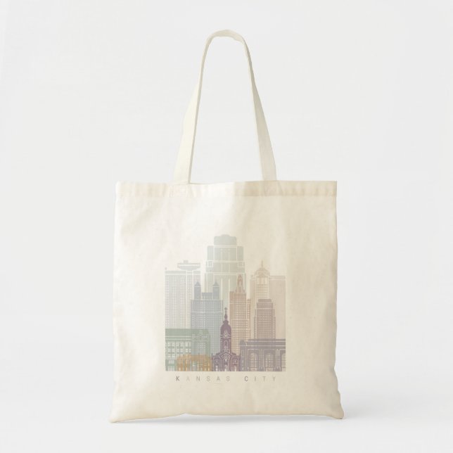 BOLSO DE TELA PASTEL POSTER DE KANSAS CITY SKYLINE (Frente)