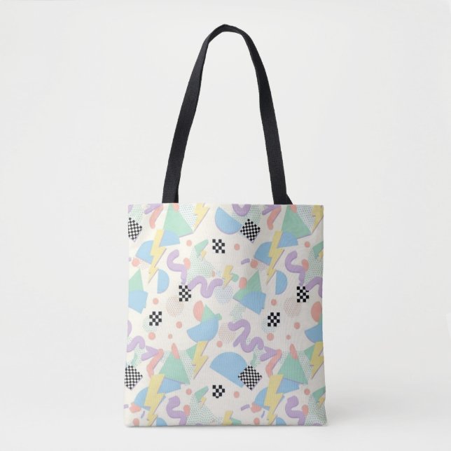 Bolso De Tela Pastel Retro Memphis Pattern Swirls (Anverso)