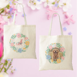 Bolso De Tela Pastel Rosa Retriever Dorado Foto Personalizada 