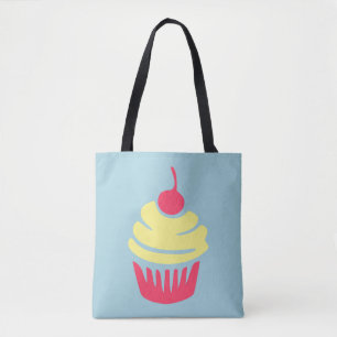 Bolso De Tela Pastel rosa y amarillo con cereza encima