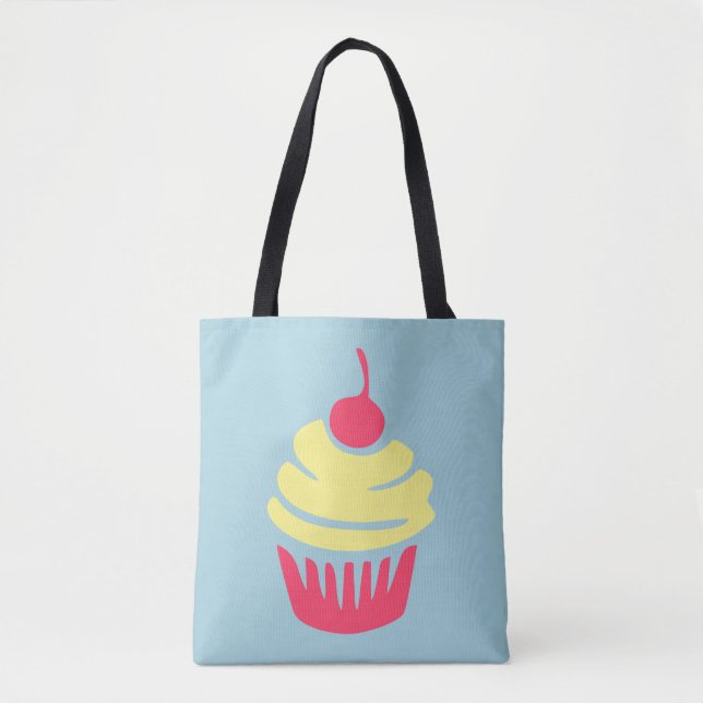 Bolso De Tela Pastel rosa y amarillo con cereza encima (Anverso)