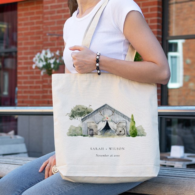 Bolso De Tela Pastel Rústico Dusky Barnyard Boda Temática (Subido por el creador)