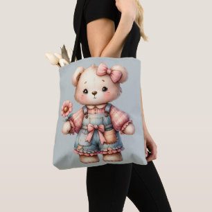Bolso De Tela Pastel Teddy Bear portando pantalones de vestir de