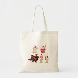 Bolso De Tela Pasteles Acuarela Panadería Dulces Pastelería