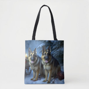 Bolso De Tela Pastor Alemán Adorno de Navidad de Trineo Nevado