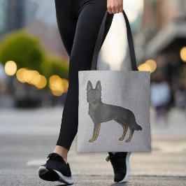 Bolso De Tela Pastor Alemán Bi- Negro Gris Perro Dibujo Animado